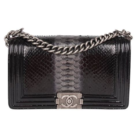 chanel black python boy bag|python Chanel handbags sale.